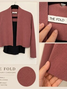 THE FOLD Dusty Rose Open-Front Cardigan